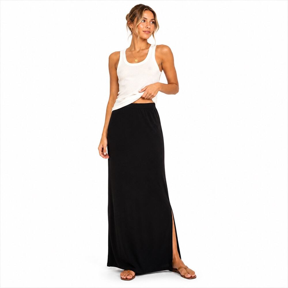 H&M Black Pull On Maxi Skirt Sz L